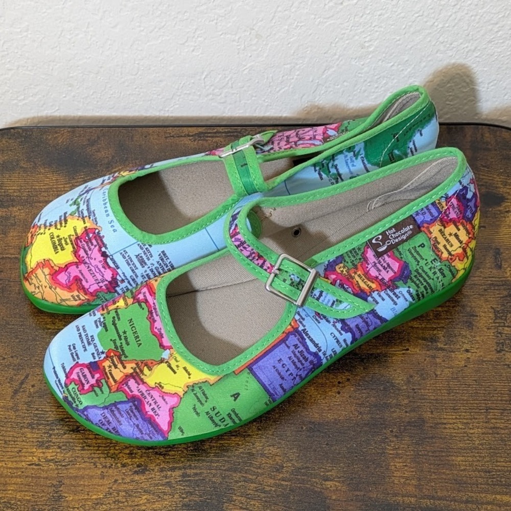 Chocolaticas Bon Voyage Womens Mary Jane Flat Size 5.5-6/36 Hot Chocolate Design - Picture 6 of 12